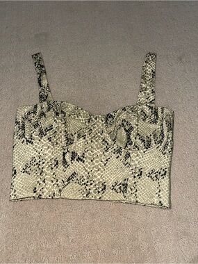 Capulet Snake-Print Crop Top in Beige and Black